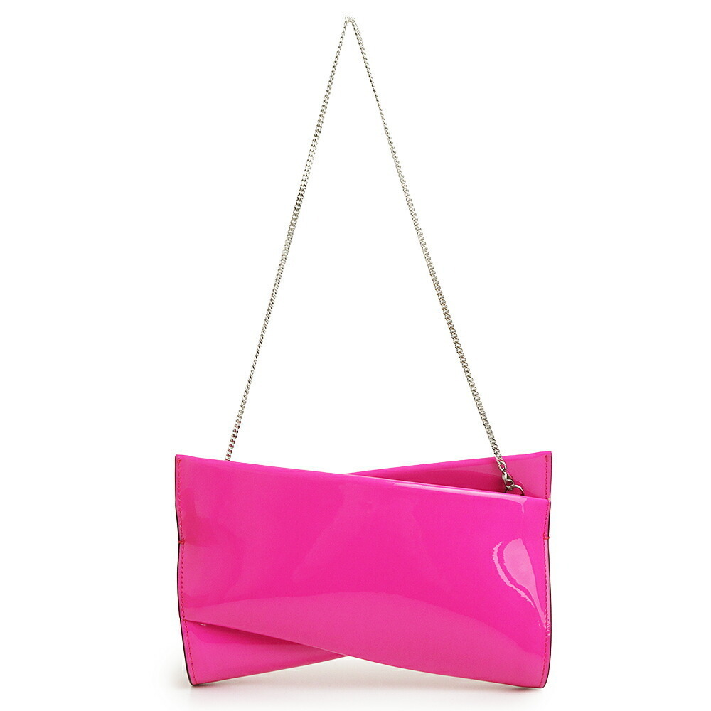 Christian Louboutin Loubitwist Patent Vernis Bolerose Pink Chain Shoulder Bag
